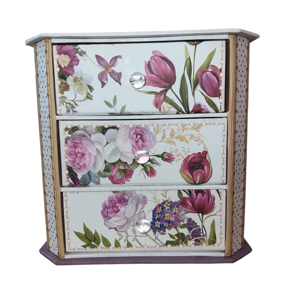 Floral Jewelry Box with Drawers